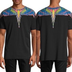 Marcelo Burlon Black County of Milan Multicolored Wings Graphic T-Shirt Sz L